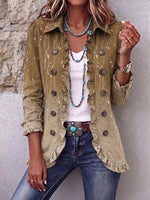 Vintage Botanical Print Ruffled Jacket