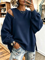 One-shoulder Sweatshirt With A Side Zipper And Lantern Sleeves