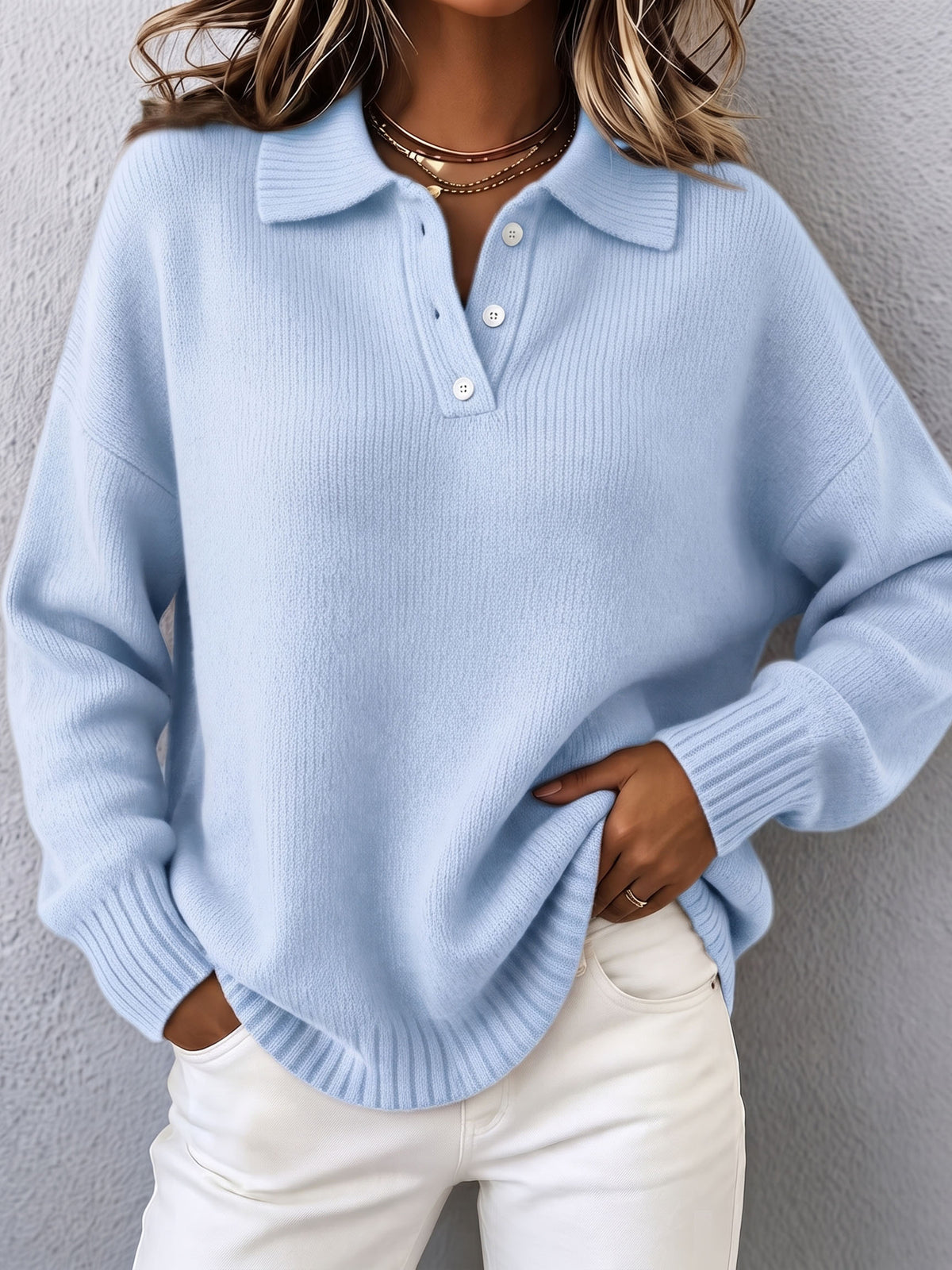 Cozy Chic Polo Hooded Knit Sweater