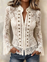 Romantic Vintage Lace Zip-Up Top