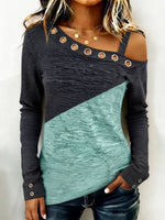 Chic Asymmetric Color-block Knit Top
