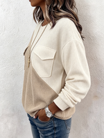 Casual Cozy Color-blocked Knit Sweatshirt
