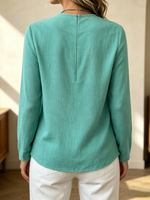 Chic Asymmetrical Draped Neckline Long-sleeve Top