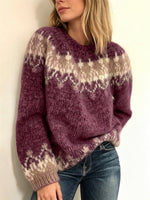Casual Fair Isle-style Crew-neck Knit Sweater