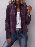 Vintage-inspired Faux Suede Western Jacket With Ruffle Trim