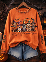 Casual Witch And Puppy Halloween Sweatshirt