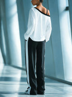 Casual Cotton One-shoulder Sweatshirt And Pants Two-piece Set