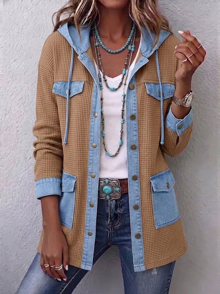 Color-block Abstract Jacquard Knit Cardigan With Diagonal Button Fastening