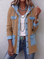 Color-block Abstract Jacquard Knit Cardigan With Diagonal Button Fastening