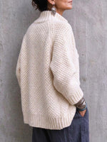 Women's Chunky Knit Pearl Button Cardigan Sweater