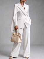 Sophisticated Ivory Asymmetric Cape Blazer