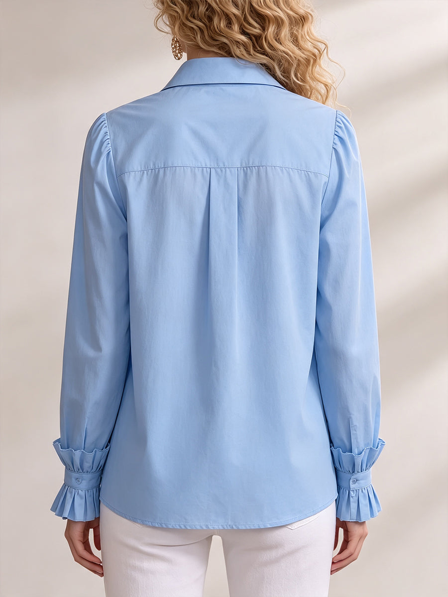 Casual Cotton Shirt With Beaded Floral Embellishment