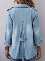 Washed Denim Double Breasted Trench Coat