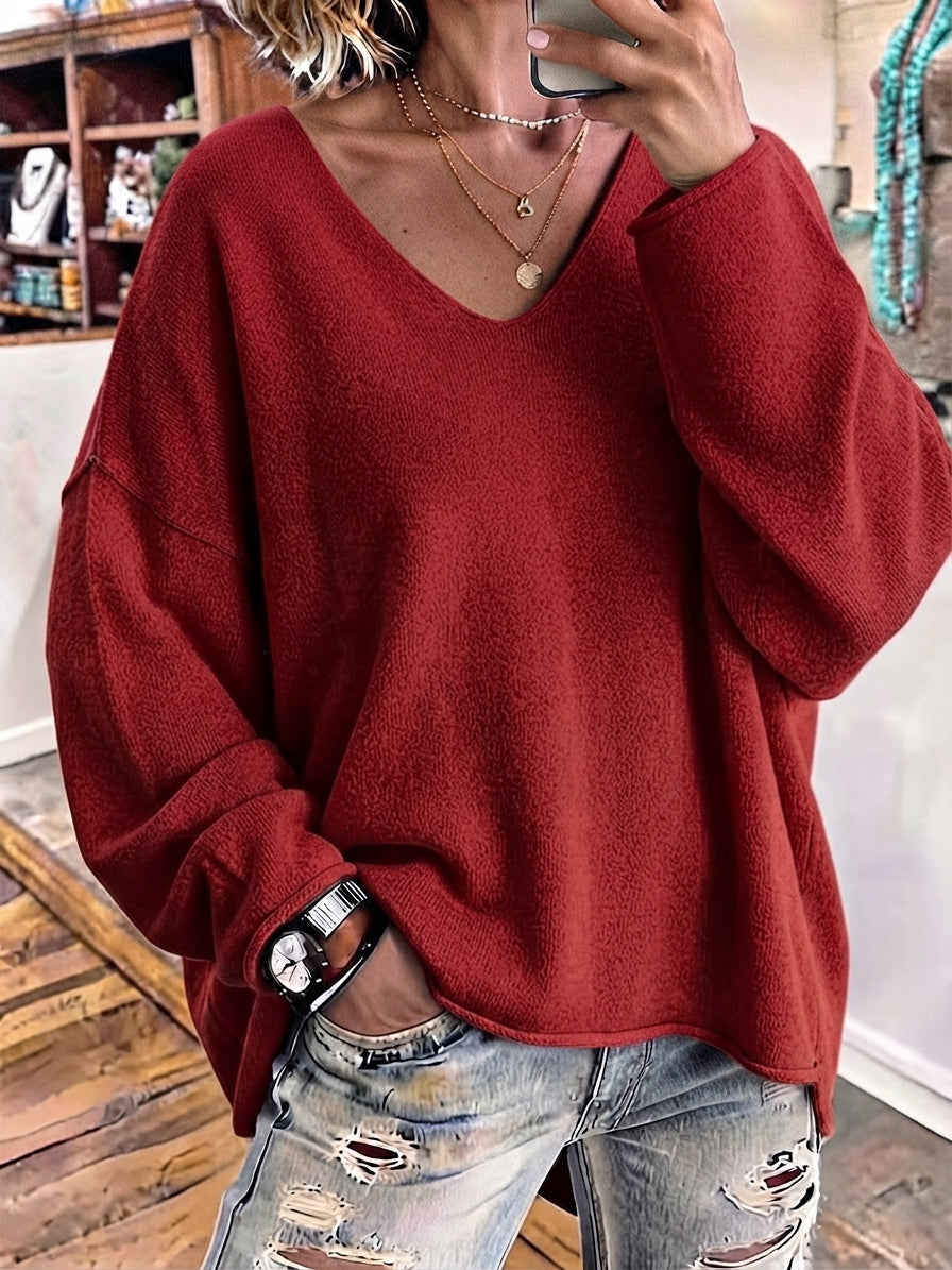 Relaxed V-neck Oversized Sweater