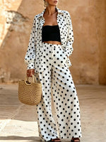 Classic Polka Dot Print Linen Two-Piece Set