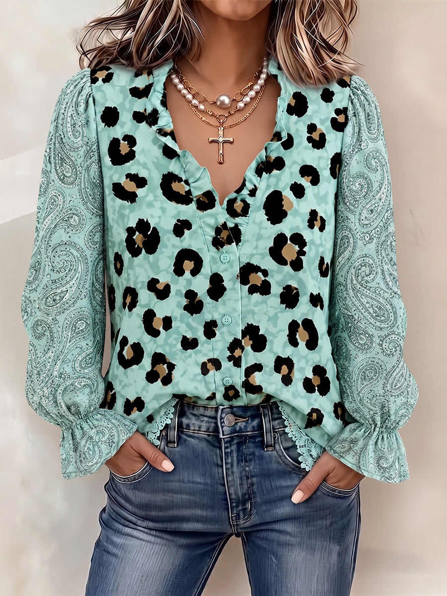 Chic Leopard & Paisley Mix-Print Top