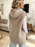 Cozy Casual Snap-button Hooded Wool Blend Vest