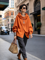 Cozy Vibrant Asymmetric Orange Versized Hooded Sweatshirt
