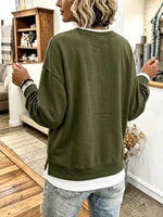 Oversized V-neck Sweatshirt With Dropped Shoulders And Contrasting White Trim