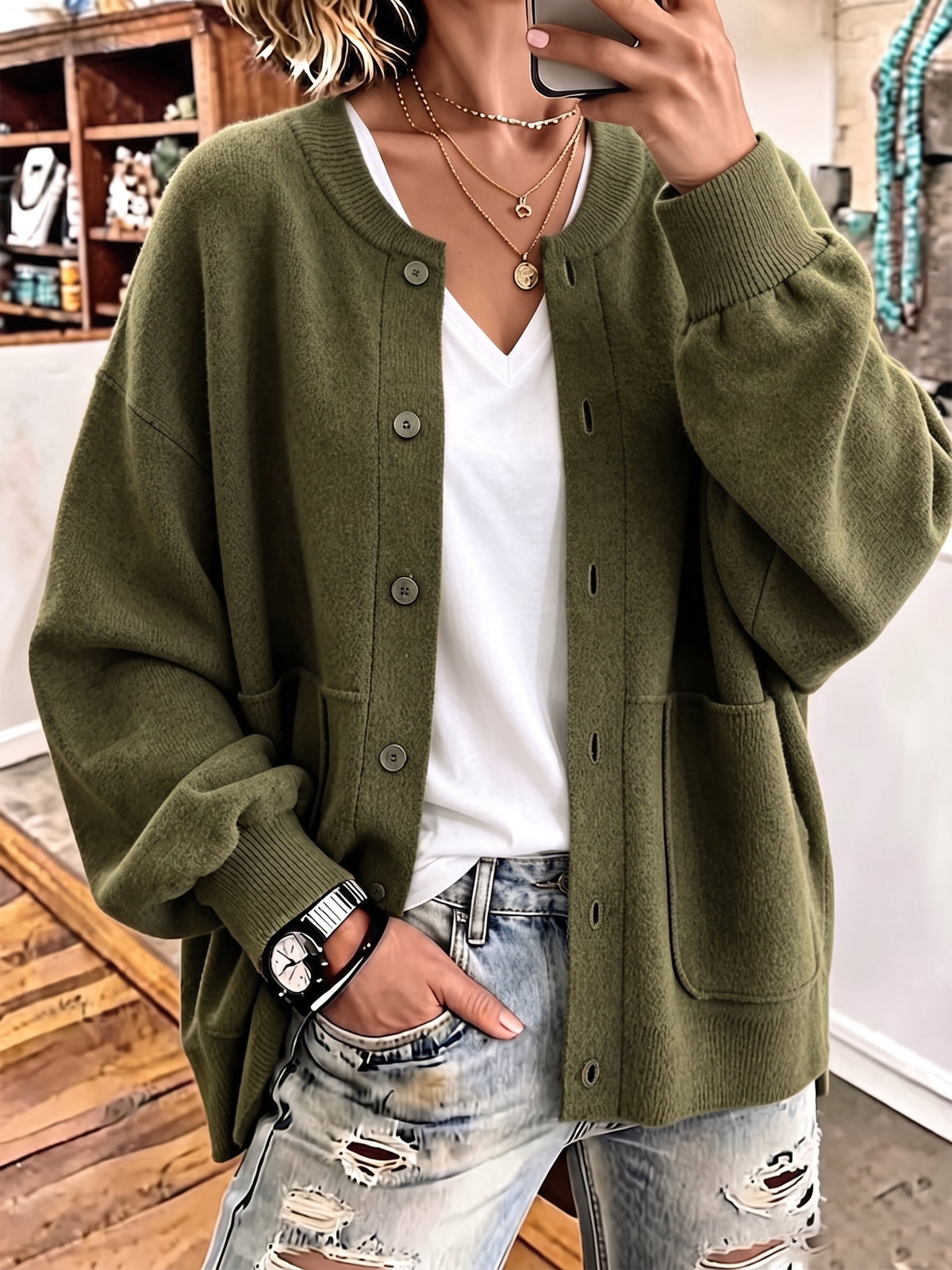 Cozy Chic Oversized Button-up Cardigan