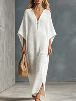 Relaxed-fit Waffle-knit Half-zip Dress