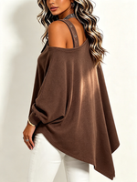 Chic Asymmetrical Brown Cotton Sweatshirt