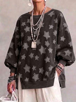Oversized Crew-neck Sweatshirt With Star Print And Drop Shoulders