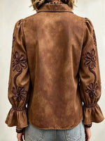 Vintage Floral Embroidered Denim Shirt