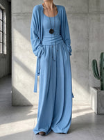Comfortable Thin Knit Draped Three-Piece Lounge Set