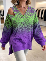 Chic Crossover Artistic Polka Dots V-neck Sweatshirt