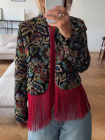 Vintage-style Floral Brocade Jacket With Tassels