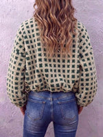 Oversized Plaid Sherpa Zip-up Jacket