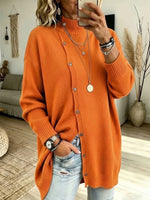 High-neck Button-up Knit Jacket
