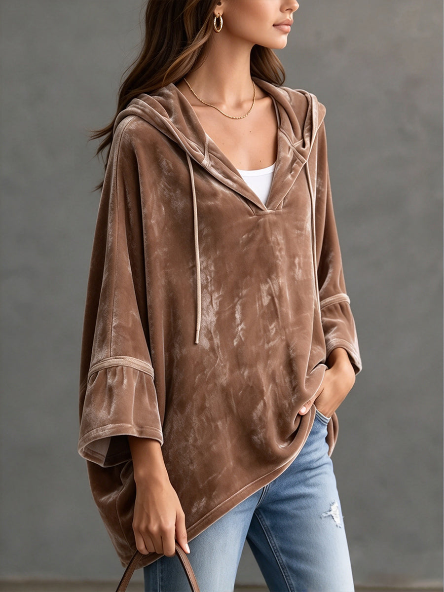 Casual Oversized Hooded Velour Top