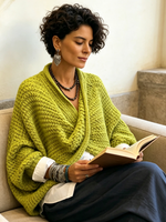 Western Cozy Relaxed Batwing Sleeves Crossover V-neck Sweater