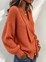 Chic Lace-up Plush Knit Top