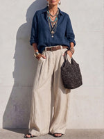 Cozy Casual Linen Cotton Loose Straight Pants