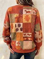 Cozy Chic Patchwork Waffle Knit Sweatshirt