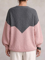 V-shaped Color Block Half-zip Knit Jacket