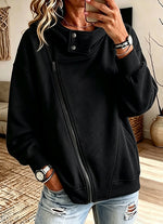 Casual Asymmetric Zip-up Hoodie