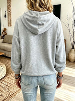 Loose-fit Casual Paneled Denim-style Hooded Sweatshirt