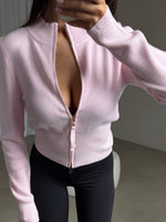 Comfortable Vibrant Full-Zip Knit Cardigan