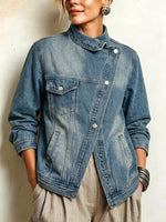 Oversized Denim Jacket With Irregular Wash