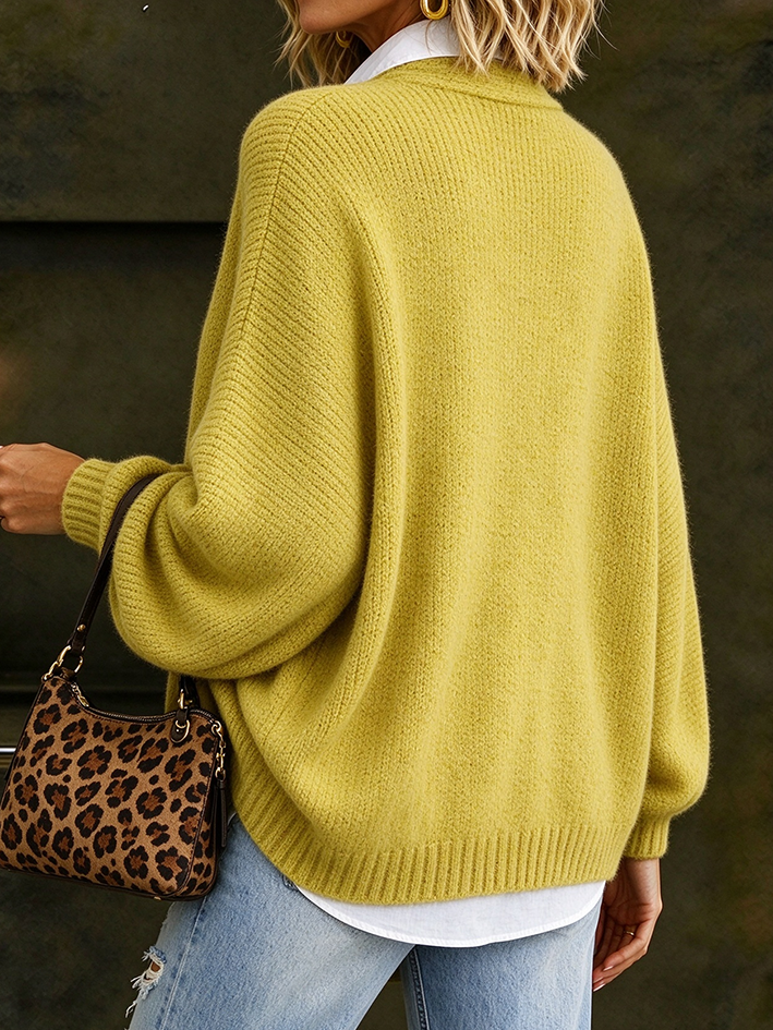 Casual Stylish Mustard Yellow Front-twist Sweater