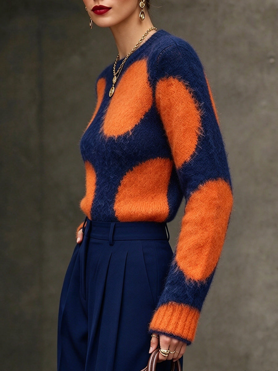 Chic Large-polka-dot Knit Cardigan