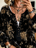 Vintage Floral Velvet Blouse