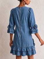 Elegant Ruffled Denim Dress