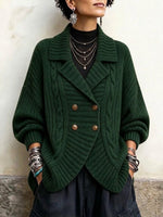 Cable-knit Double-breasted Cardigan