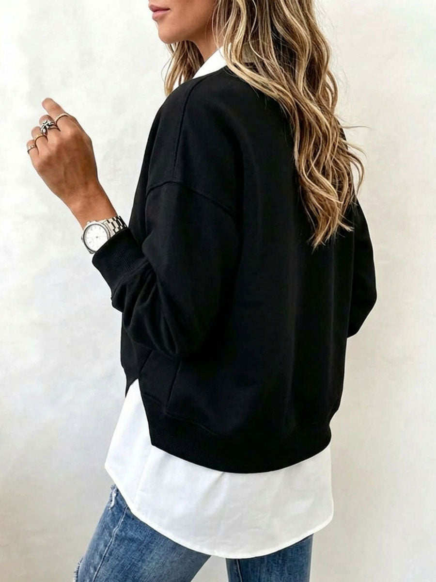 Women's 2-in-1 Layered Look Sweatshirt With Asymmetrical Hem.
