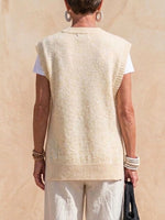 3d Crochet Floral Side‑button Knit Vest